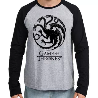 Camiseta Blusa Manga Longa Game Of Thrones Dragão Seriado