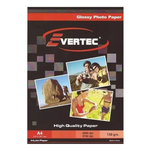 Evertec Papel Fotografico Glossy A4 130gr X100 Color Blanco