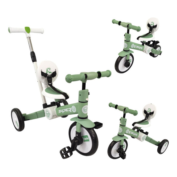 Triciclo Para Niños 4 En 1 Bicicleta De Equilibrio Y Balance Color Verde