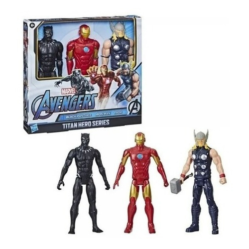 Figuras Marvel Avengers X 3 Muñecos Black Panther Ironman Thor Hasbro