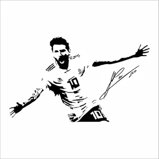 Vinilo Decorativo Para Pared - Futbol - Messi + Firma