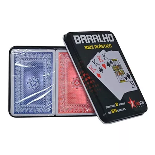 Baralho Duplo com 2 Jogos de 54 Cartas no Estojo de Metal Unidade -  RedStar/ WX Gift - Baralho - Magazine Luiza