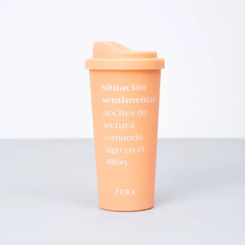 Vaso Termico Cafe Te Taza 500ml Fera Color Naranja Frases