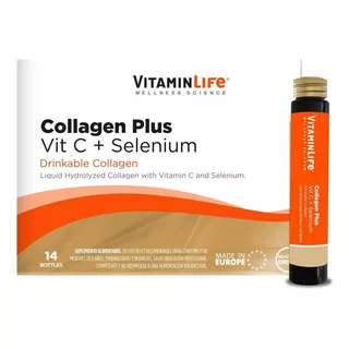 Colágeno Plus Vit C + Selenio (14 Viales) Vitamin Life Sabor Limón