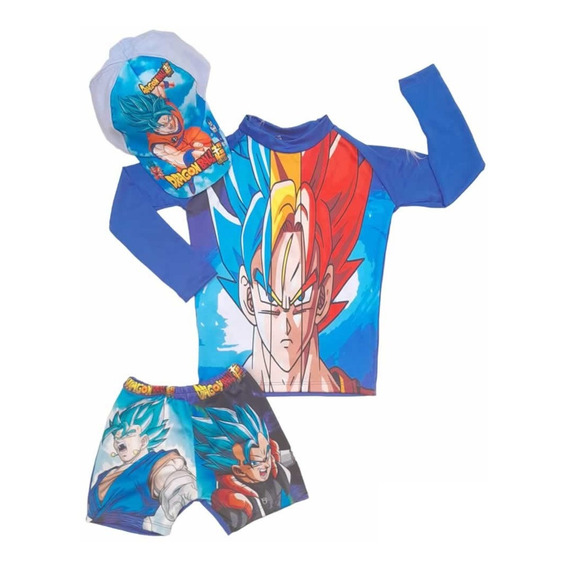 Trajes De Baño Dragon Ball Para Niño - Buzo,  Bóxer Y Gorra