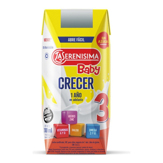 Leche La Serenisima Baby 3 Crecer X Pack De 24 Bricks 200ml Sabor Leche