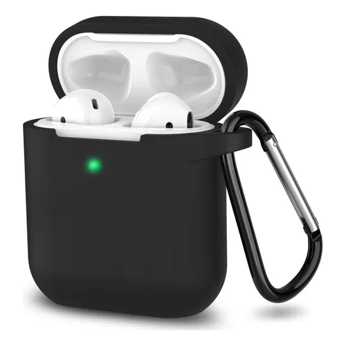 Funda protectora de silicona para auriculares AirPods de 1 y 2  generaciones, color negro