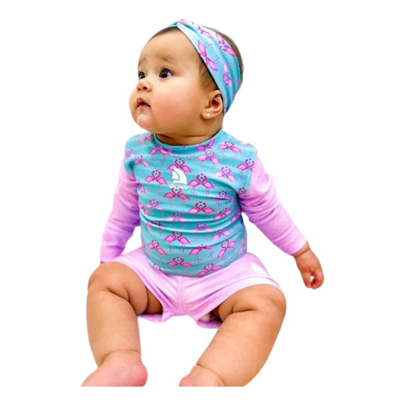 Remera + Short Bebe Solar Max Protector Uv Fpu50 Laycra