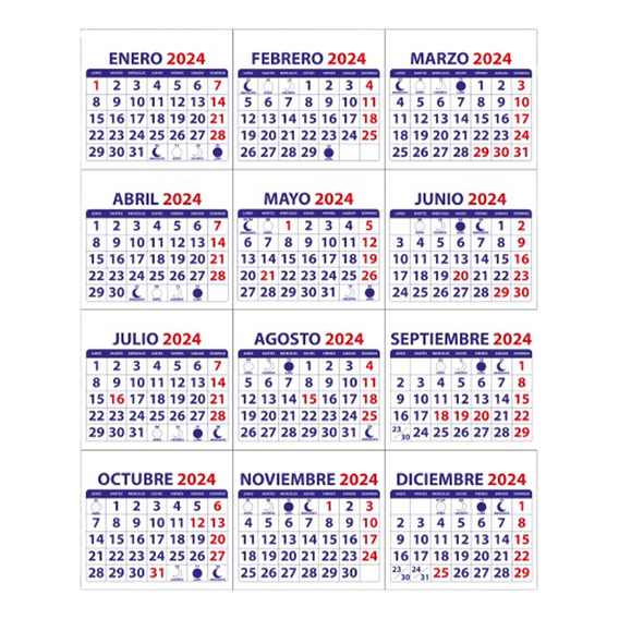 Mini Calendario 2024 Formato Digital (pdf/png) Hd