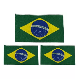 Aplique Patch De Costura Bandeira Do Brasil - Kit 3 Unidades