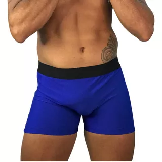 Cueca Boxer Azul Box Masculina Microfibra Adulto Confort