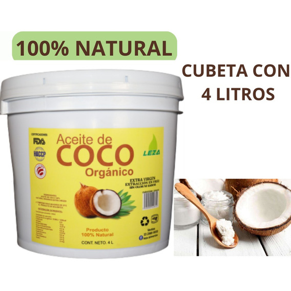 Aceite De Coco Orgánico 100% Natural Sin Olor Ni Sabor  4 L