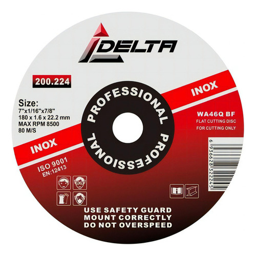 Disco Corte Metal Inox 7 Pack 10 Unds. Delta Color Rojo