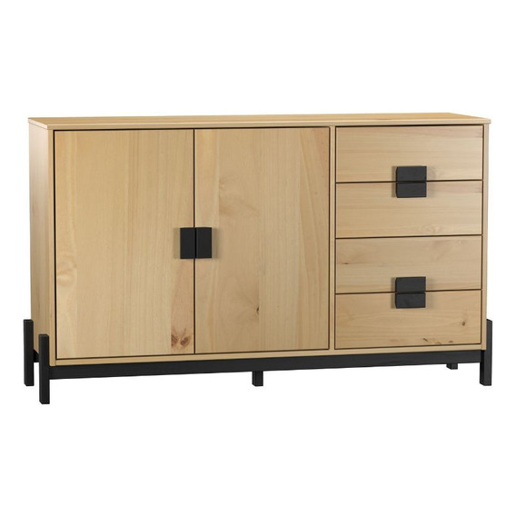 Aparador Bargueño 2p+4c Living Comedor Mueble Madera A Lcm Color Miel