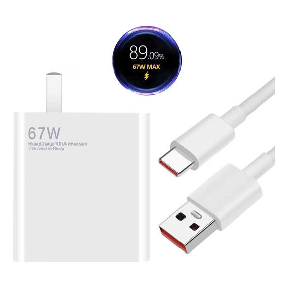 Cargador De 67w Para Xiaomi Tipo C Turbo Charger Cable 5a