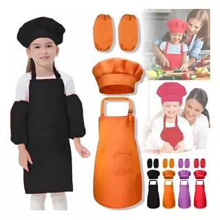 Uniforme De Cocina Infantil Delantal Gorro Mangas 8 Piezas