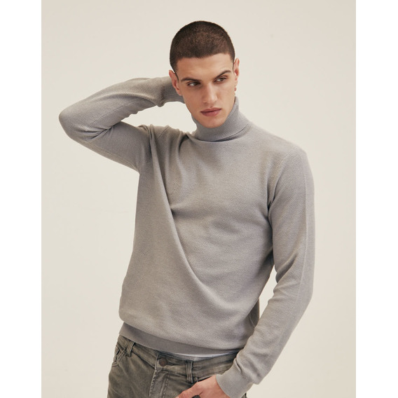 Polera Elba, Hombre, Cuello Alto, Algodón, Gris, Equus