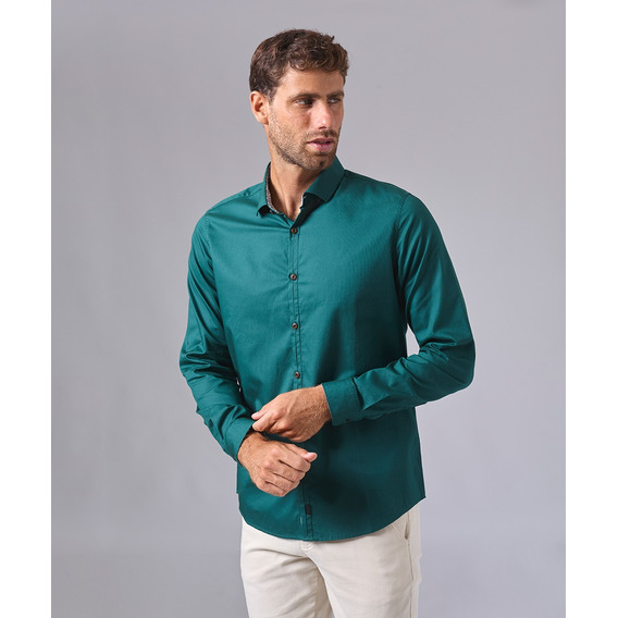 Mbo Camisa Ml Pechera Ojal Classic Fit Verde Botella