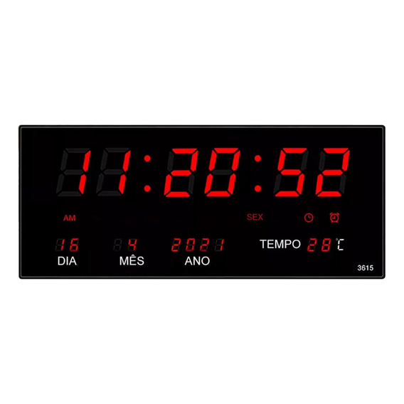 Reloj Digital De Pared Gadnic Cronometraje Temperatura Fecha Estructura Negro Fondo Negro