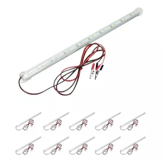 Set X10 Tubo Led 30 Cm 18 Led 12v Pinza 12w Luz Blanca Fría 