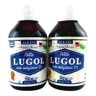 Combo 2 Vidros Lugol Forte 100ml 5% Total 200ml 100% Natural