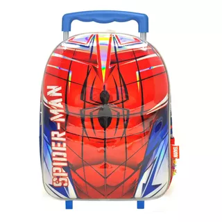 Mochila Infantil Jardin Carro Spiderman Hombre Araña 12 PuLG Color Rojo Diseño De La Tela Estampada