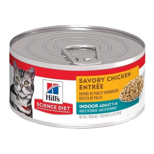 Alimento Hill's Science Diet Indoor para gato adulto sabor pollo en lata de 155g