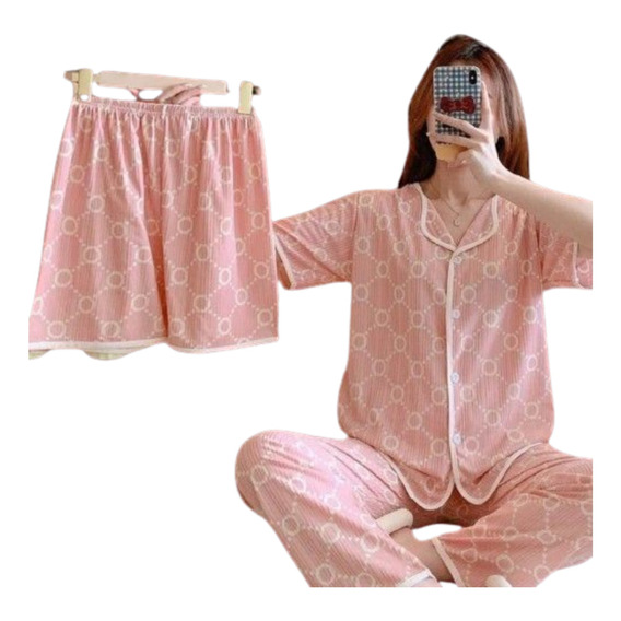 Pijama Para Mujer 3 Piezas Modelo Coreano Verano 
