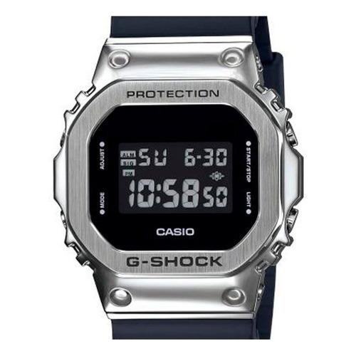 Reloj pulsera digital Casio GM-5600 con correa de resina color negro - fondo negro/gris - bisel plata/negro
