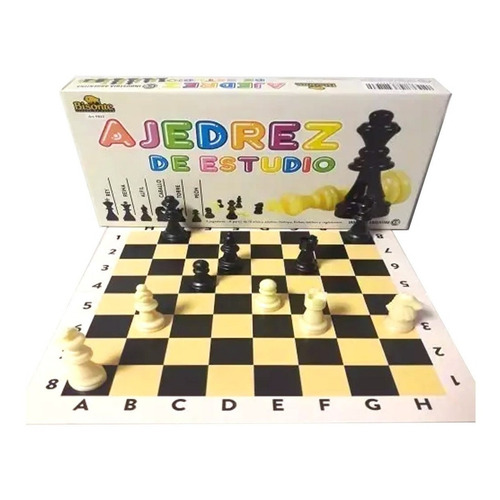 Juego Ajedrez De Estudio Aprendizaje Bisonte C/tablero 26 Cm