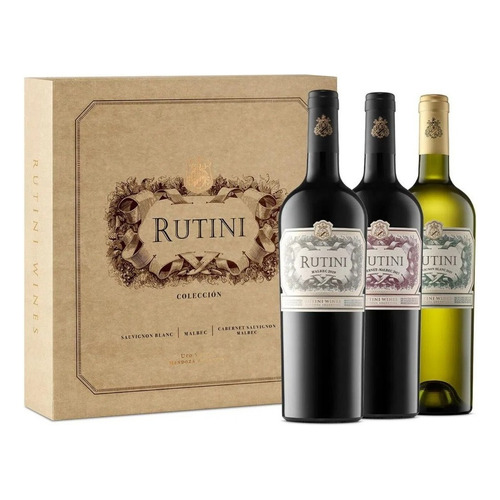 Vino Rutini Estuche Cartón X3 Tintos + Blanco