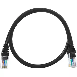 Cabo Injetado Patch Cord 40cm Rj45 Cat6 Giga Preto - 50un