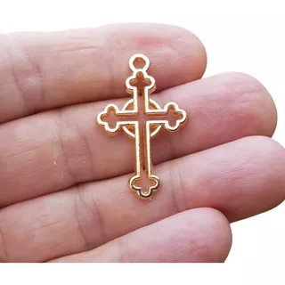 10 Crucifixos Pingente Banho Ouro Para Montar Artesanatos