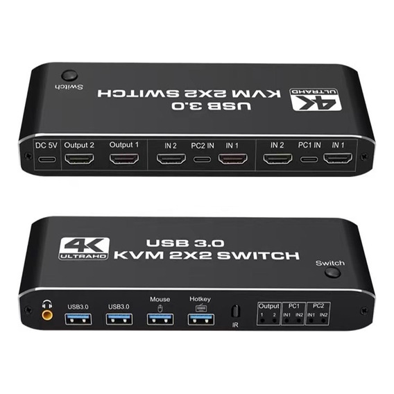 Conmutador Kvm Hdmi De Monitor Dual 2x2 Usb3.0 Conmutador