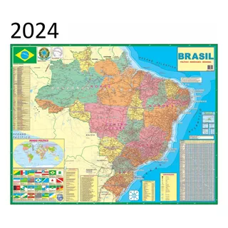 Mapa Brasil Politico Rodoviário 120 X 90 Cm  