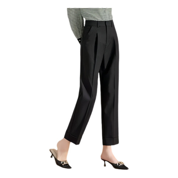 Pantalon Tiro Alto Vestir Elegante Pantalones De Cigarrillo