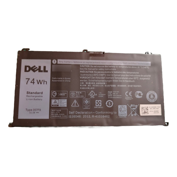 Bateria 357f9 Para Laptop Dell® 74wh 11.1v 6333mah