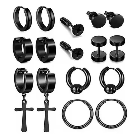 Set 8 Pares Aretes Hombre Con Piercing Arracadas Hombre