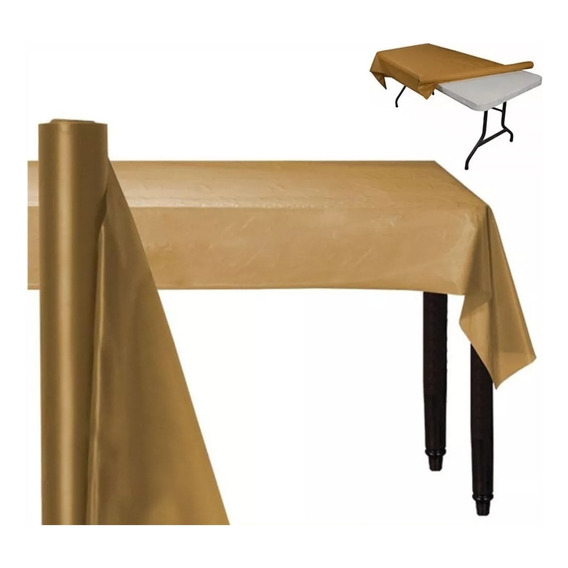 Mantel En Rollo 30m Plástico Desechable Dorado Amscan Color Oro Liso