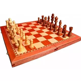 Ajedrez Juego Madera Plegable - Tiene Backgamon Tambien