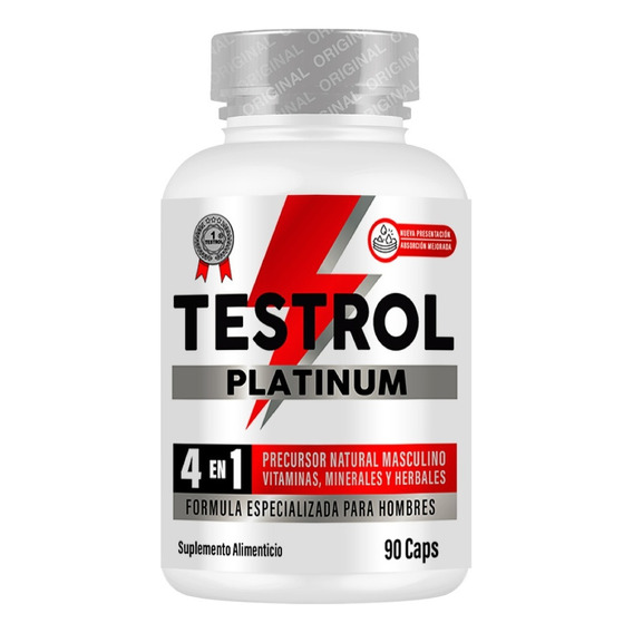 Testrol Platinum 4en1 Potenciador Masculino Natural 90 Caps Sin sabor
