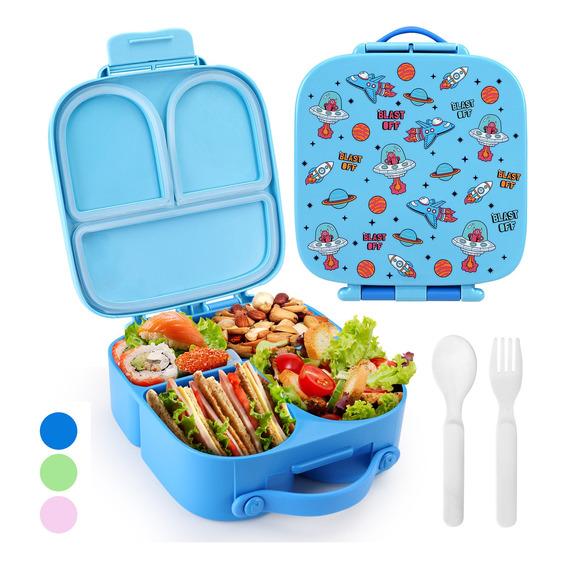 Set Lonchera Fiambrera Escolar Cubiertos Bento Box Niño Niña