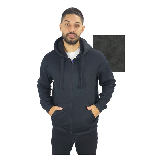 Sudadera Hoodie Cierre Basica Hombre Gorro Y Forro Afelpado 