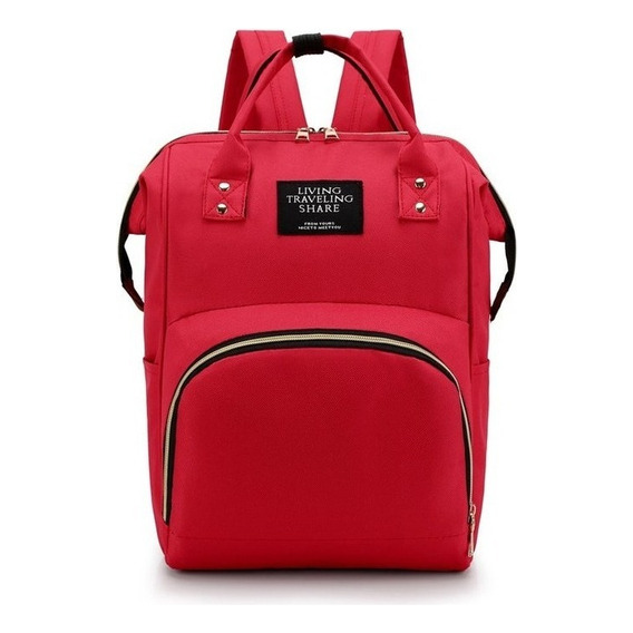 Bolso Mochila Maternal Bebe Resistente Impermeable Madre Color Rojo