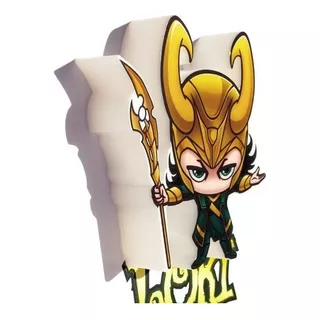 Lampara Mural 3d Mini Loki Marvel Vengadores Color Negro