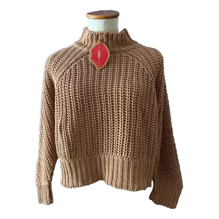 Sweater Pullover De Algodón Corto Color Cobre Besha