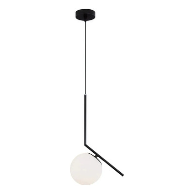  Colgante 1 Luz Ballon Negro Globo Opal Apto Led E27 Ld Negro