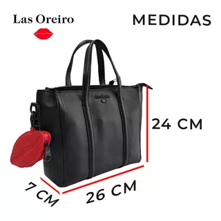 Cartera Mujer Las Oreiro Bolso Diaria Eco Cuero + Monedero * Acabado De Los Herrajes Metal Color Negro Color De La Correa De Hombro Negro Diseño De La Tela Liso