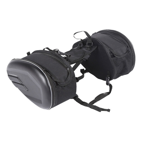 Bolso Doble Para Sillin De Moto Lateral Gadnic Impermeable Color Negro