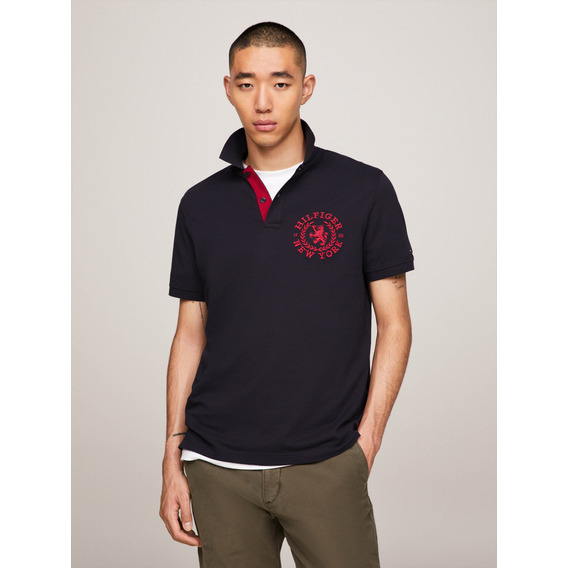 Polo Negro Con Logo New York De Hombre Thommy Hilfiger